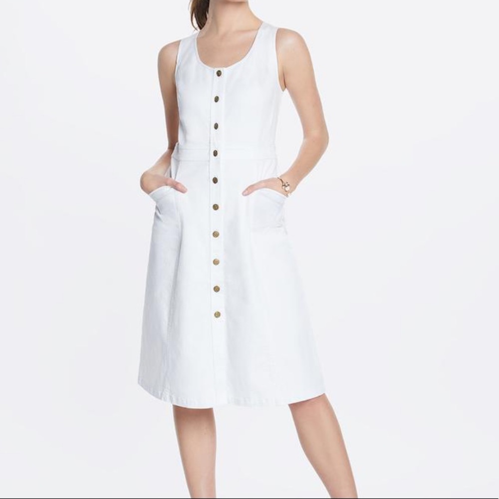 Draper James White Denim Button Front Dress